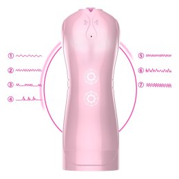 Rewelacyjny Masturbator-Vibrating and Flashing Masturbation Cup USB 7+7 Function / Talk Mode (Pink)
