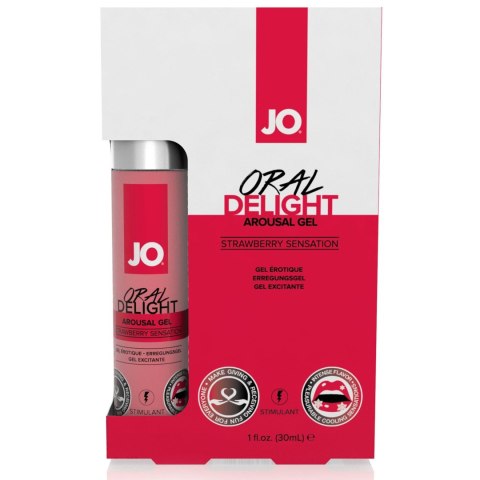 Chłodzący żel do seksu oralnego o smaku truskawki. System JO - Oral Delight Arousal Gel Strawberry Sensation 30 ml