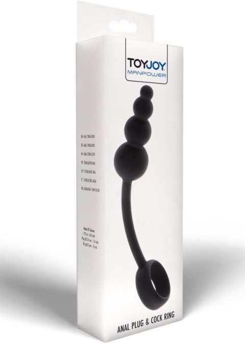 Anal Snake Plug & Penis Ring Black