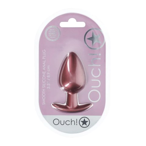 Smooth Silicone Anal Plug - Large - 3.5" / 8,9 cm - Rose Gold