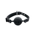 Breathable silicone ball gag with adjustable straps.