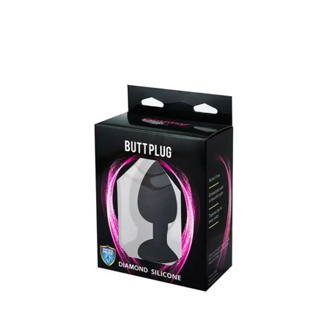 Black large butt plug with white crystal