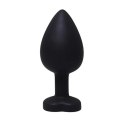 Black large heart-shaped butt plug with white crystal