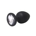 Black medium butt plug with white crystal