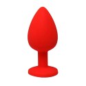 Red medium butt plug with white crystal
