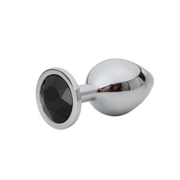 Silver Small Butt Plug with Black Diamond