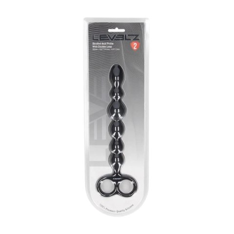 Beaded Silicone Anal Probe with Double Loop - Black