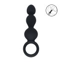Beaded Silicone Anal Probe with Loop - Black