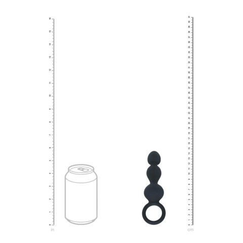 Beaded Silicone Anal Probe with Loop - Black