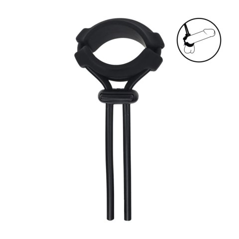 Detachable Wide Adjustable Silicone Lasso Cockring - 5mm - Black