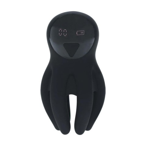 Digital Vibrating Silicone Penis Head Stimulator with Tentacles - Black