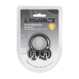 Liquid Silicone Double Weighted Ball Cockring - Black