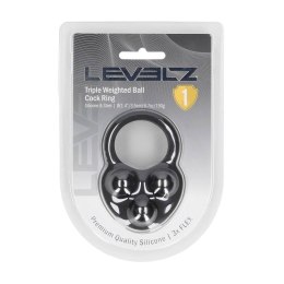 Liquid Silicone Triple Weighted Ball Cockring - Black