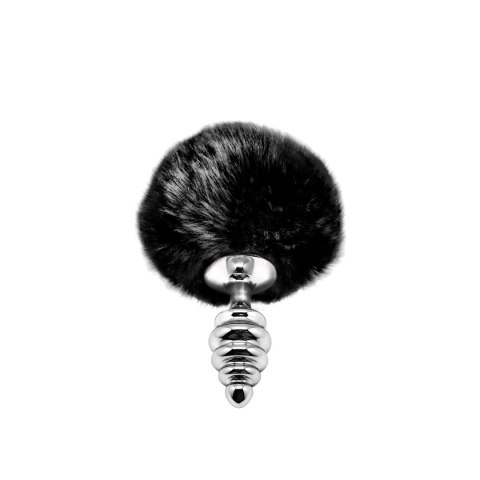 Metal Anal Fluffy Twist Plug S black