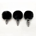 Metal Anal Fluffy Twist Plug S black