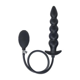 Beaded Inflatable Silicone Anal Plug - Black