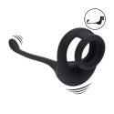 Dual Motor Silicone Cockring with Prostate Stimulator - Black