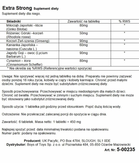 KAPSUŁKI NA PORENCJĘ, EREKCJĘ - ZESTAW 2 OPAKOWAŃ PO 6 Kapsułek-Supl.diety-Extra Strong