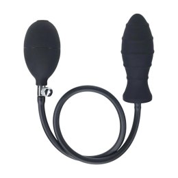 Ribbed Inflatable Silicone Anal Plug - Black