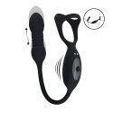 Vibrating and Thrusting Silicone Tri O Cockring with Prostate Stimulator - Black