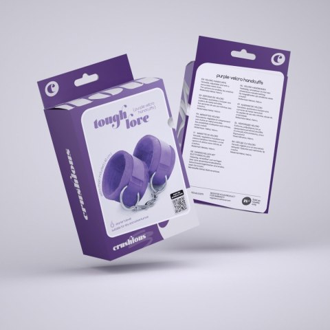 TOUGH LOVE VELCRO HANDCUFFS WITH EXTRA 40CM CHAIN CRUSHIOUS PURPLE