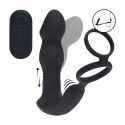 Remote Control Vibrating Thrusting Come-Hither Silicone Prostate Stimulator with Cockring - Black