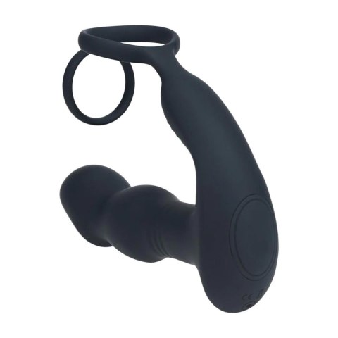 Remote Control Vibrating Thrusting Come-Hither Silicone Prostate Stimulator with Cockring - Black