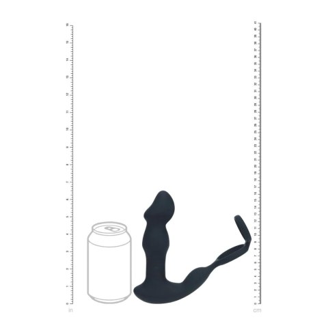 Remote Control Vibrating Thrusting Come-Hither Silicone Prostate Stimulator with Cockring - Black