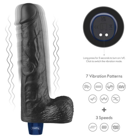 10" REAL SOFTEE Rechargeable TPE Vibrating Dildo(Black)