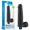 9" REAL SOFTEE Rechargeable TPE Vibrating Dildo(Black)
