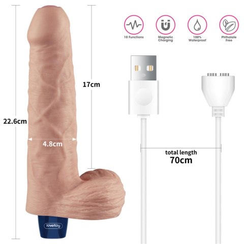 9" REAL SOFTEE Rechargeable TPE Vibrating Dildo(Flesh)