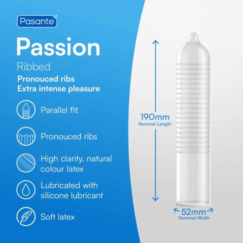 Pasante Ribbed/Passion Condoms Bulk Packs 144 pcs