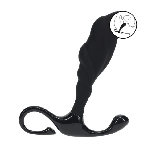 Rippled with Hard Loop Silicone Prostate Massager - S - Black