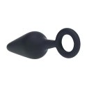 Silicone Anal Plug with Loop - M - Black