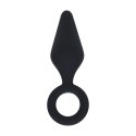 Silicone Anal Plug with Loop - S - Black