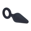 Silicone Anal Plug with Loop - S - Black