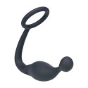 Silicone Cockring with Prostate Stimulator - L - Black