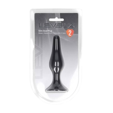Slim Silicone Anal Plug - M - Black