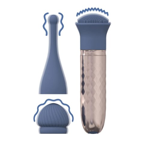 The Thrill - 10 Speed Interchangeable Vibrator - Blue