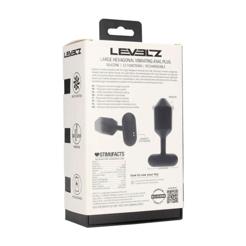 Hexagonal Vibrating Silicone Anal Plug - L - Black