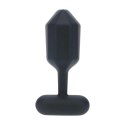 Hexagonal Vibrating Silicone Anal Plug - L - Black