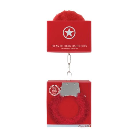 Pleasure Handcuffs Furry Red