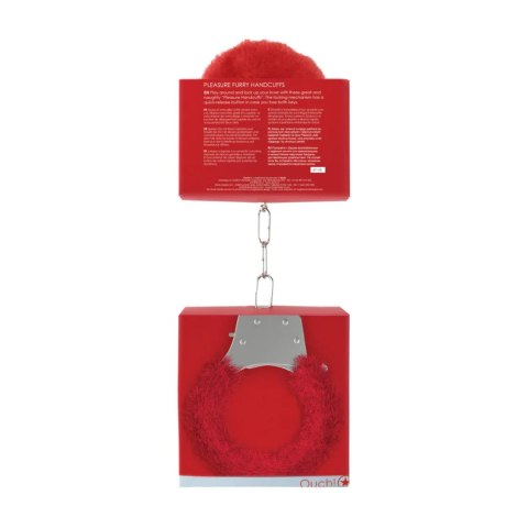 Pleasure Handcuffs Furry Red