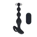 Remote Control Beaded Vibrating Silicone Anal Plug - Black