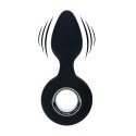 Vibrating Silicone Anal Plug with Loop - Black