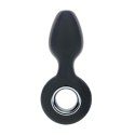 Vibrating Silicone Anal Plug with Loop - Black