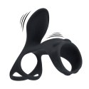 Vibrating Silicone Cock and Ball Ring with Shaft Loop - Black