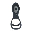 Vibrating Silicone Cock and Ball Ring with Shaft Loop - Black