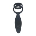 Vibrating Silicone Prostate Stimulator with Cock and Ball Ring - Black