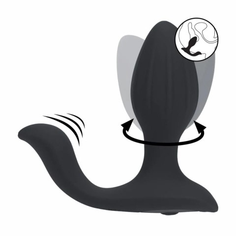 Vibrating and Rotating Silicone Anal Plug with Ball Stimulator - Black